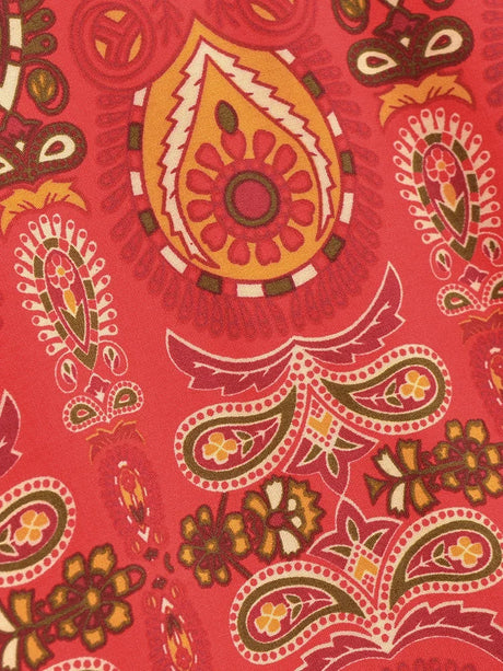 Nuri's Boho Short Kimono Red Floral Wrap Top