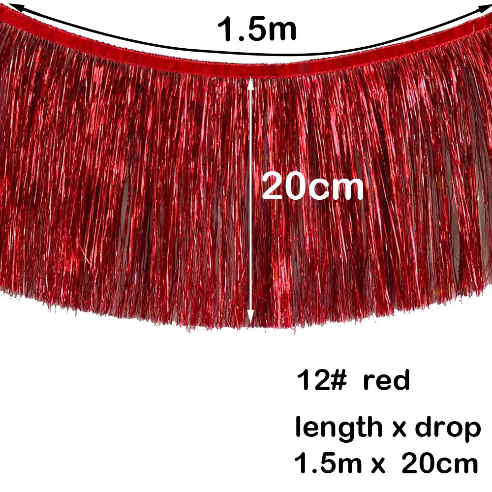 1.5m Gorgeous Fringe Tassel Banner Party Foil Garlands Wall Ceiling Decoration