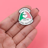 Wicked 'Together We're Unlimited' Enamel Pins Pink & Green Heart Brooches Badge Lapel Pin