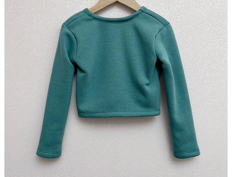 Plush Girls Ballet Wrap Tops Long Sleeve Dance Warm Up Sweater