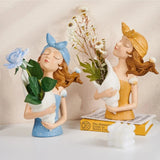 Seaside Joy Conch Shell Flower Vase Statue Home Decor Resin Sculpture