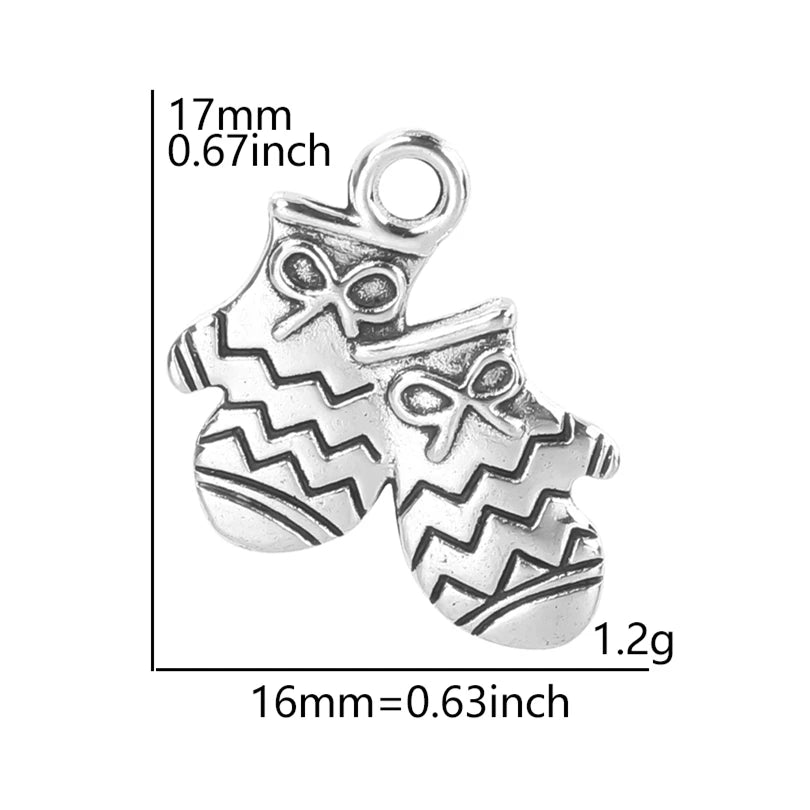 5pcs Christmas Charm Enamel Apple Socks Bell DIY Pendant Charms For Jewelry Making Keychain Earrings Bulk Handmade Material Gift