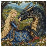 Princess and Dragon 30X30CM Stamped Cross Stitch DIY Kit 11/14/16CT
