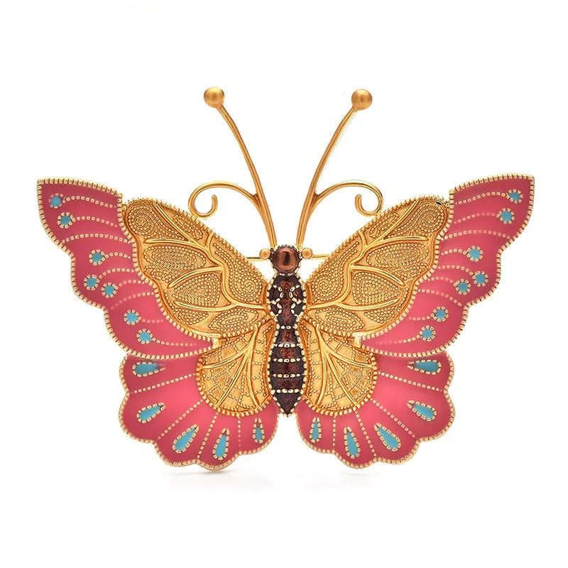 Enamel Copper Art Nouveau Butterfly Brooches