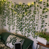 2/5/10M Silk Leaves Fake Creeper Green Leaf Ivy Vine LED String Lights Artificial Plants Decor