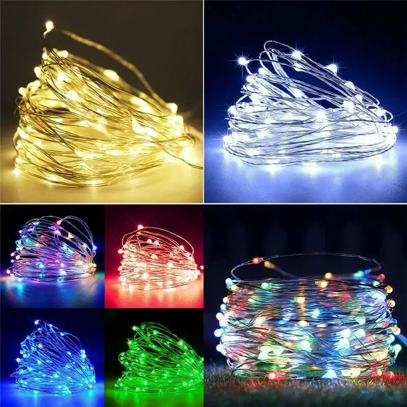 1m-30m Copper Wire LED String Light 8 Colours Fairy Lights Battery Powered