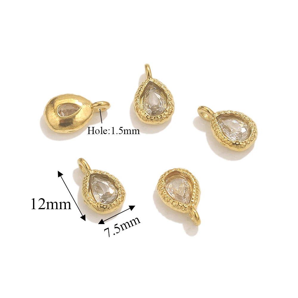 5pcs Stainless Steel Drop Crystal Charms For Jewellery Making DIY Earrings Bracelet