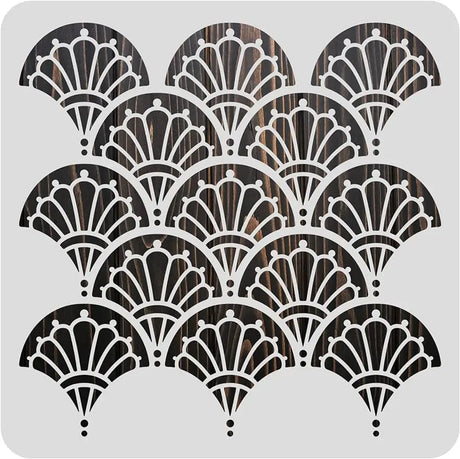 12x12inch Plastic Large Art Deco Fish Scale Stencil