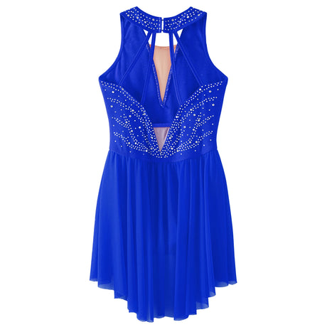 Girls Rhinestone Modern Contemporary Dance Ballet Dress Leotard Costume