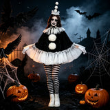 Women Pierrot Clown Costume 3Pcs Halloween Clown Cosplay Set