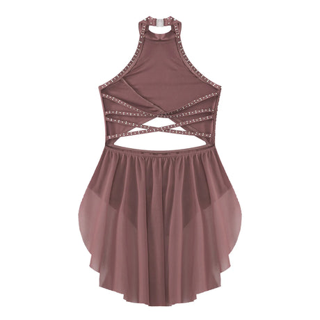 Girls Dance Performance Rhinestone Fringed Dress Figure Ice Skating Dancewear