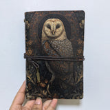 Barn Owl Embossed PU Leather Notebook Travel Journal With Feather Pendant Tie Rope