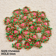 5pcs Christmas Charm Enamel Apple Socks Bell DIY Pendant Charms For Jewelry Making Keychain Earrings Bulk Handmade Material Gift