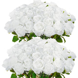 50 Pcs Velvet Roses Artificial Flowers Real Touch Fake Roses Valentine's DIY Wedding Bouquet Home Decor
