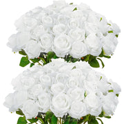 50 Pcs Velvet Roses Artificial Flowers Real Touch Fake Roses Valentine's DIY Wedding Bouquet Home Decor