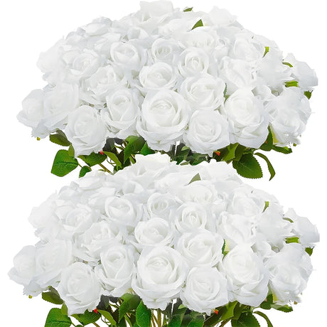 50 Pcs Velvet Roses Artificial Flowers Real Touch Fake Roses Valentine's DIY Wedding Bouquet Home Decor