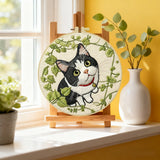 Cat in Ivy DIY Embroidery Kit for Beginners