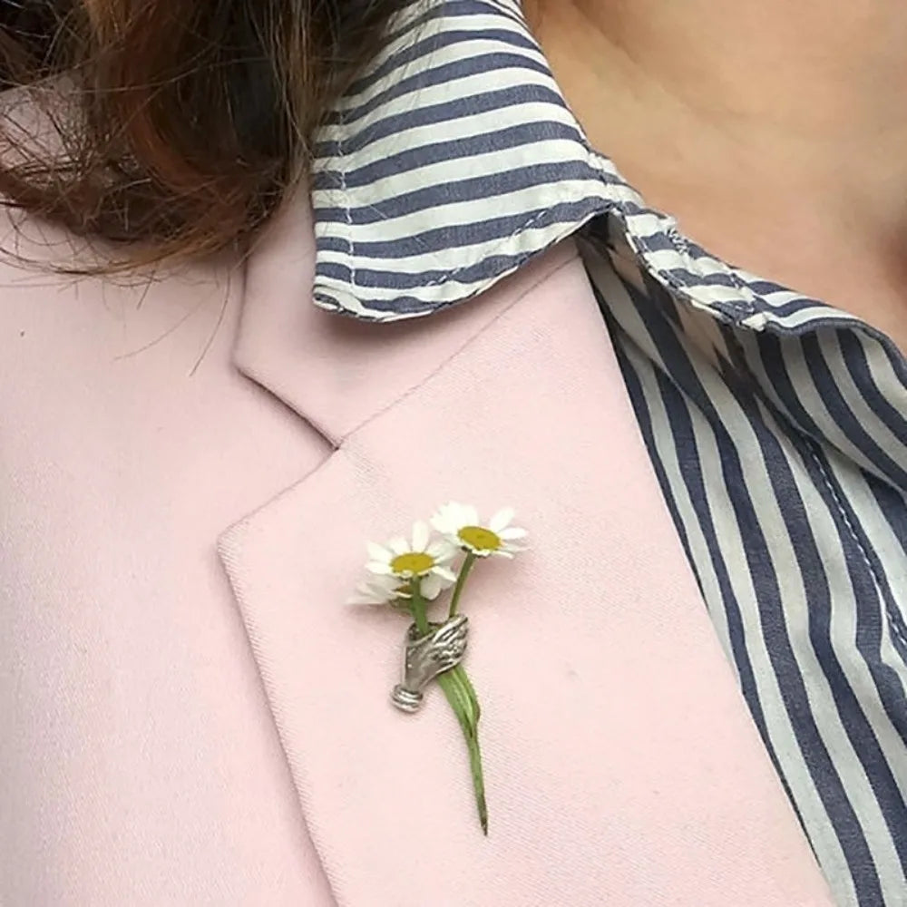 Hand-Held Flower Brooch Lapel Pin Fresh Flower Holder