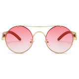 Round Retro Cape Sunglasses Double Bridge