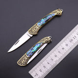 Handmade Brass Shell Inlay Folding Pocket Knife