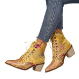 Purple and Golden Marie Antoinette Handmade Embroidered Ankle Boots