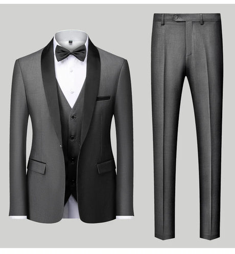 Mens Tuxedo Three Piece Suit Blazer with Trousers and Vest