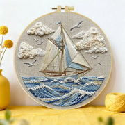 Waves and Sailboat 20X20CM/15X15CM DIY Embroidery Kit for Beginners