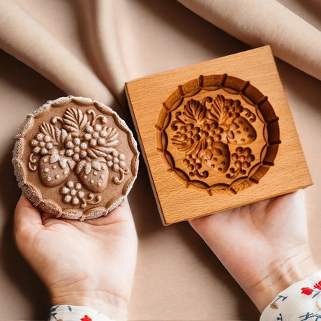 Seasonal Holiday Wooden Cookie Moulds Baking Tools Gifts for Bakers