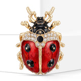 Enamel and Rhinestone Ladybird Brooches