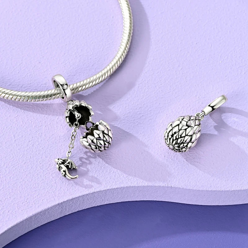 Baby Dragon Egg Openable Charm 925 Sterling Silver