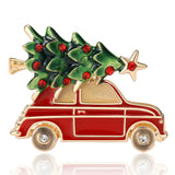 Christmas Tree Red Car Brooch