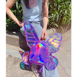 Mini Backpack Butterfly Wings Daypack Holographic Leather