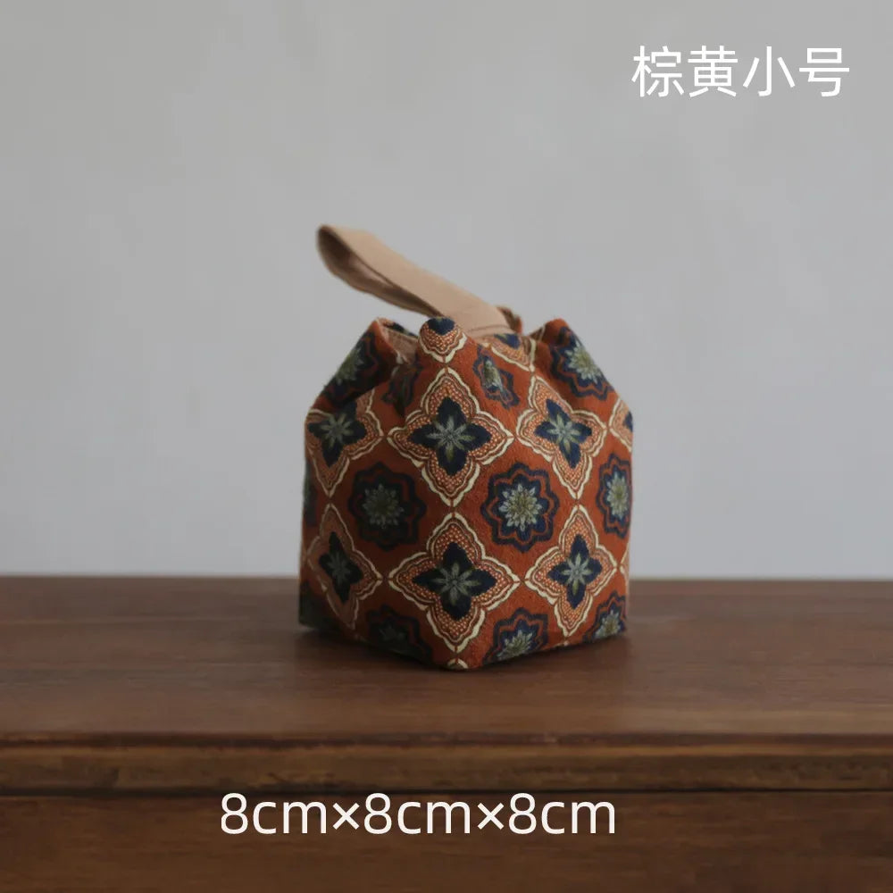 Padded Cotton Teacup Storage Bag Ceramic Glass Drawstring Bags Portable Organiser