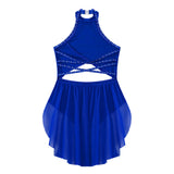 Girls Dance Performance Rhinestone Fringed Dress Figure Ice Skating Dancewear