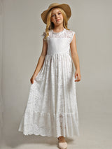 Girls Maxi Lace Chiffon Photoshoot Dresses For 3-15 Years