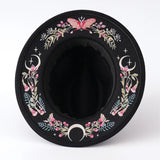 Witchy Vibes Floral and Butterfly Print Wide Brim Hat
