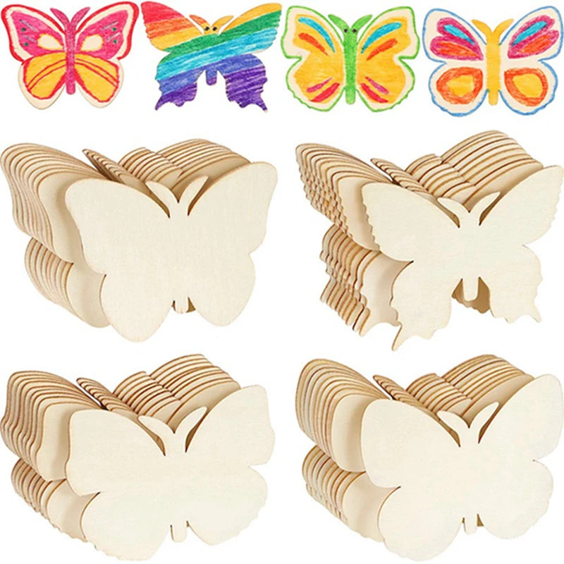 10pcs Butterfly Flower DIY Wooden Crafts Kids Projects