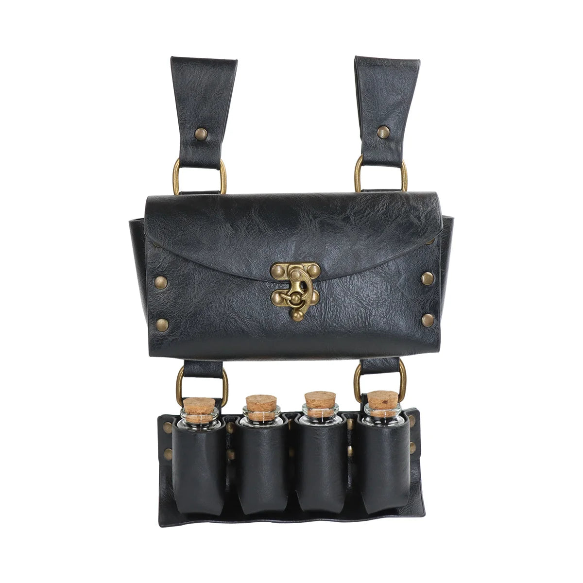 Renaissance Alchemist Leather Belt Medieval Wizard Alchemy Glass Magic Bottle Waist Bag Cosplay Belt