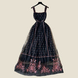 Larney's Butterfly Embroidered Square Collar Sweet Dress