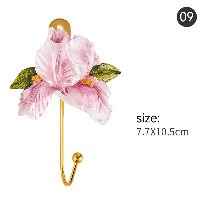 Handpainted Resin Flowers Hooks Rose Lotus Peach Blossom Hydrangea plus more