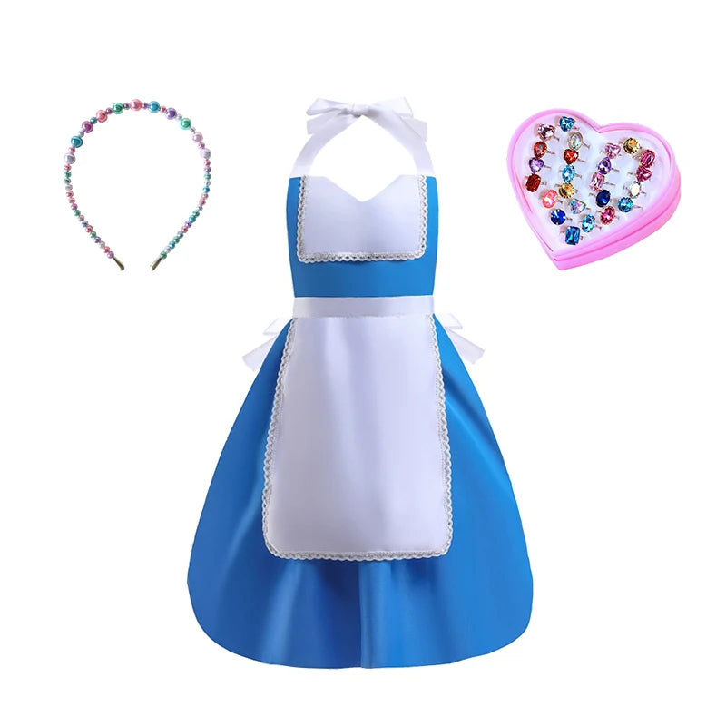 Mother Daughter Matching Clothing Apron Dresses Women Girls Halloween Cosplay Children Princess Coveralls