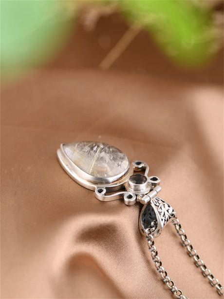 The Sun's Warmth Holder S925 Sterling Silver Pendant Waterdrop Quartz