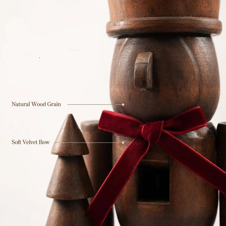 Wooden Nutcracker Christmas Decor With Red Bow Xmas Decor