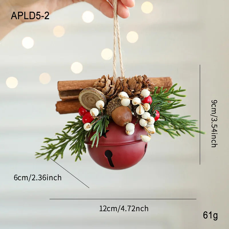 Christmas Bell Antlers Bow Pinecone Bell Christmas Hanging Decoration