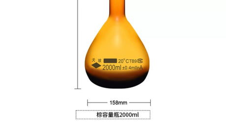Apothecary Brown Glass Volumetric Flask With Stopper Lab Chemistry Laboratory 5ml-2000ml