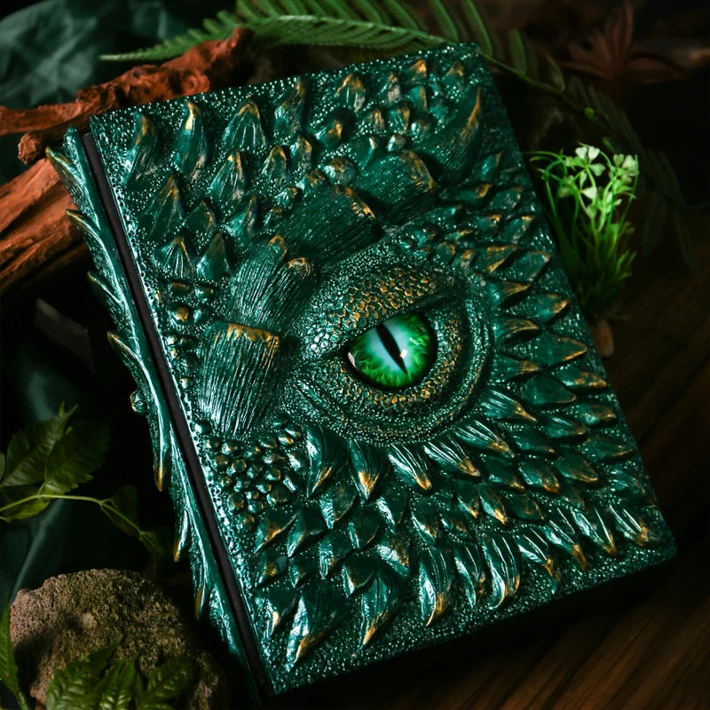 Green Dragon A4 Binder Loose-Leaf Notebook Embossed Hard Resin Sculpted 3D Book