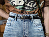Shallee's Genuine Leather Women's Belt Pure Copper Button Western Cowboy Style