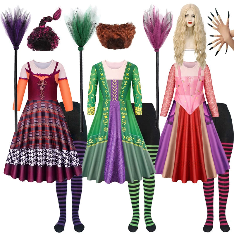 Hocus Pocus Sanderson Sisters Halloween Witch Cosplay Costume