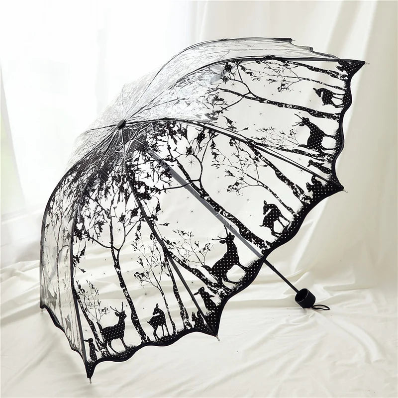 Forest Silhouette Transparent Umbrella PVC Umbrella