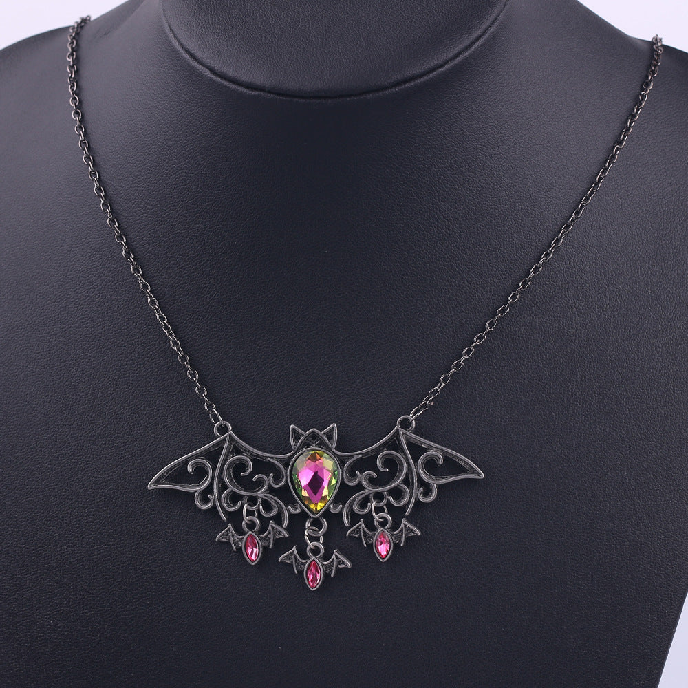 Halloween Bat Pink Crystal Necklaces